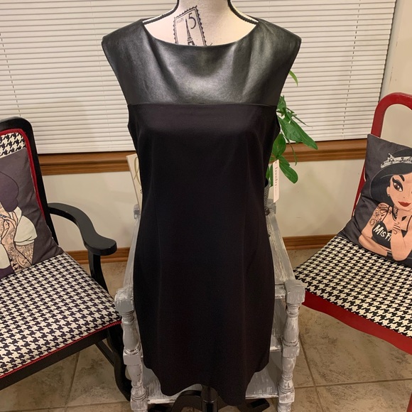 Laundry by Design Black faux leather sleeveless sheath dress Size 8 - Picture 2 of 8